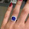 4.20 Carat Cushion Tanzanite and Diamond 18 Carat White Gold Ring