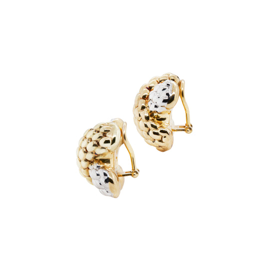 FOPE 18 Carat White & Yellow Gold Two-Tone Woven 'X' Clip-On Earrings