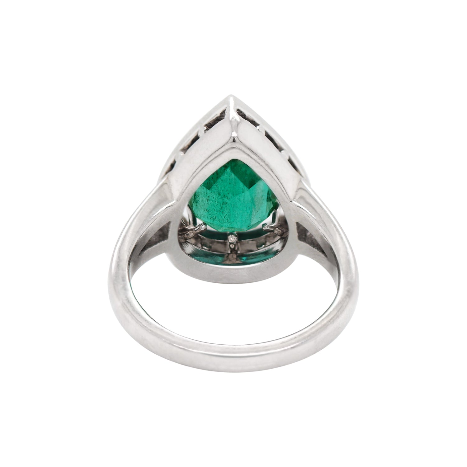 2.72 Carat Pear Shaped Emerald Platinum Ring