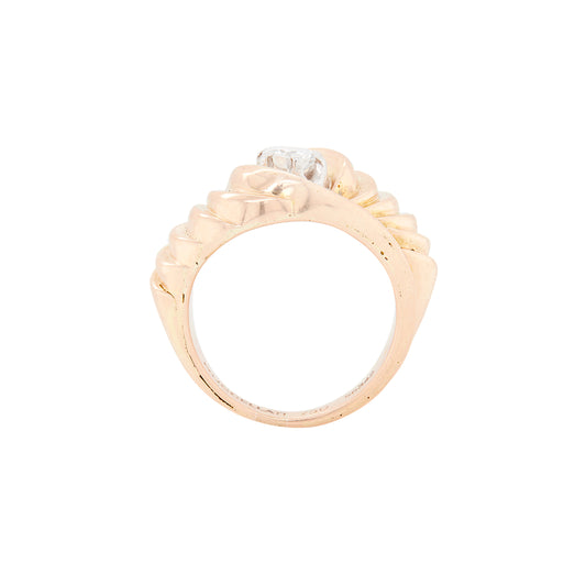 Vintage Buccellati Diamond and 18 Carat Yellow Gold Sculptural Swirl Dress Ring