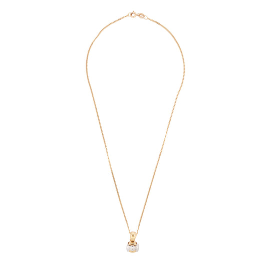 Diamond 18 Carat Yellow and White Gold Circular Pendant Necklace
