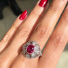 Antique Ruby and Diamond Platinum Dome Cluster Cocktail Ring, Circa 1920s