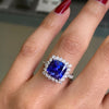 4.20 Carat Cushion Tanzanite and Diamond 18 Carat White Gold Ring