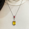 Diamond, Yellow Beryl and Pink Spinel 18 Carat White Gold Pendant Necklace