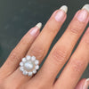South Sea Pearl and Diamond 18 Carat White Gold Cluster Flower Engagement Ring