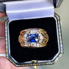 1.49ct Natural Unheated Blue Sapphire & Diamond 18K Gold Dress Ring, c.1940s