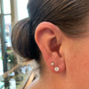 lady wearing Roberto Coin Cento Collection Diamond 18 Carat Gold Stud Earrings