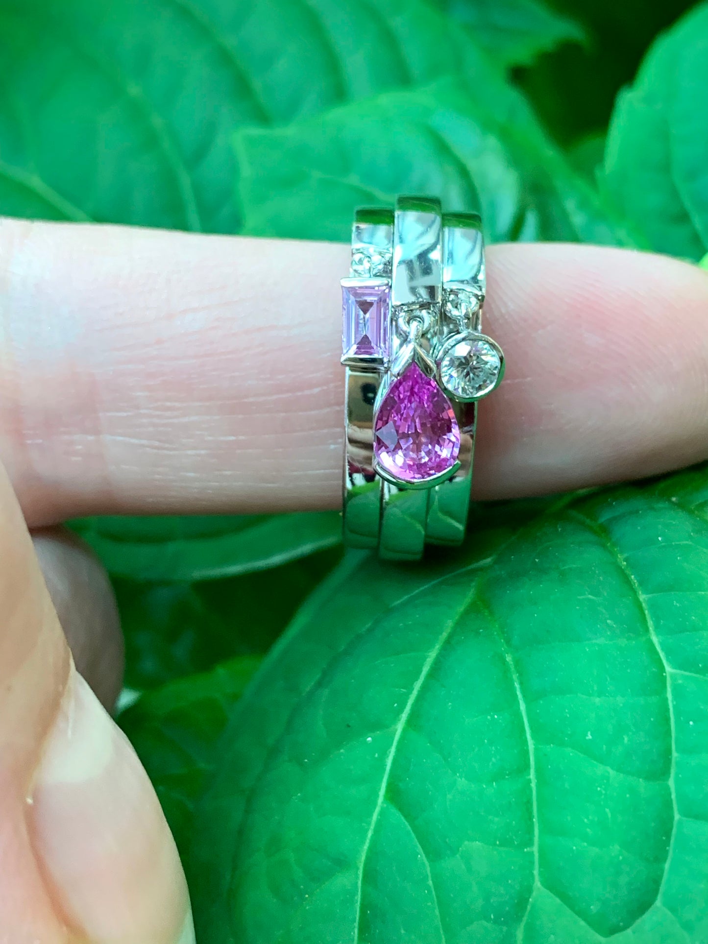 Chaumet Pink Sapphire and Diamond 18 Carat Gold Charm Ring