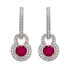 0.62ct Ruby and Diamond 18 Carat White Gold Day and Night Earrings