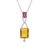 Diamond, Yellow Beryl and Pink Spinel 18 Carat White Gold Pendant Necklace