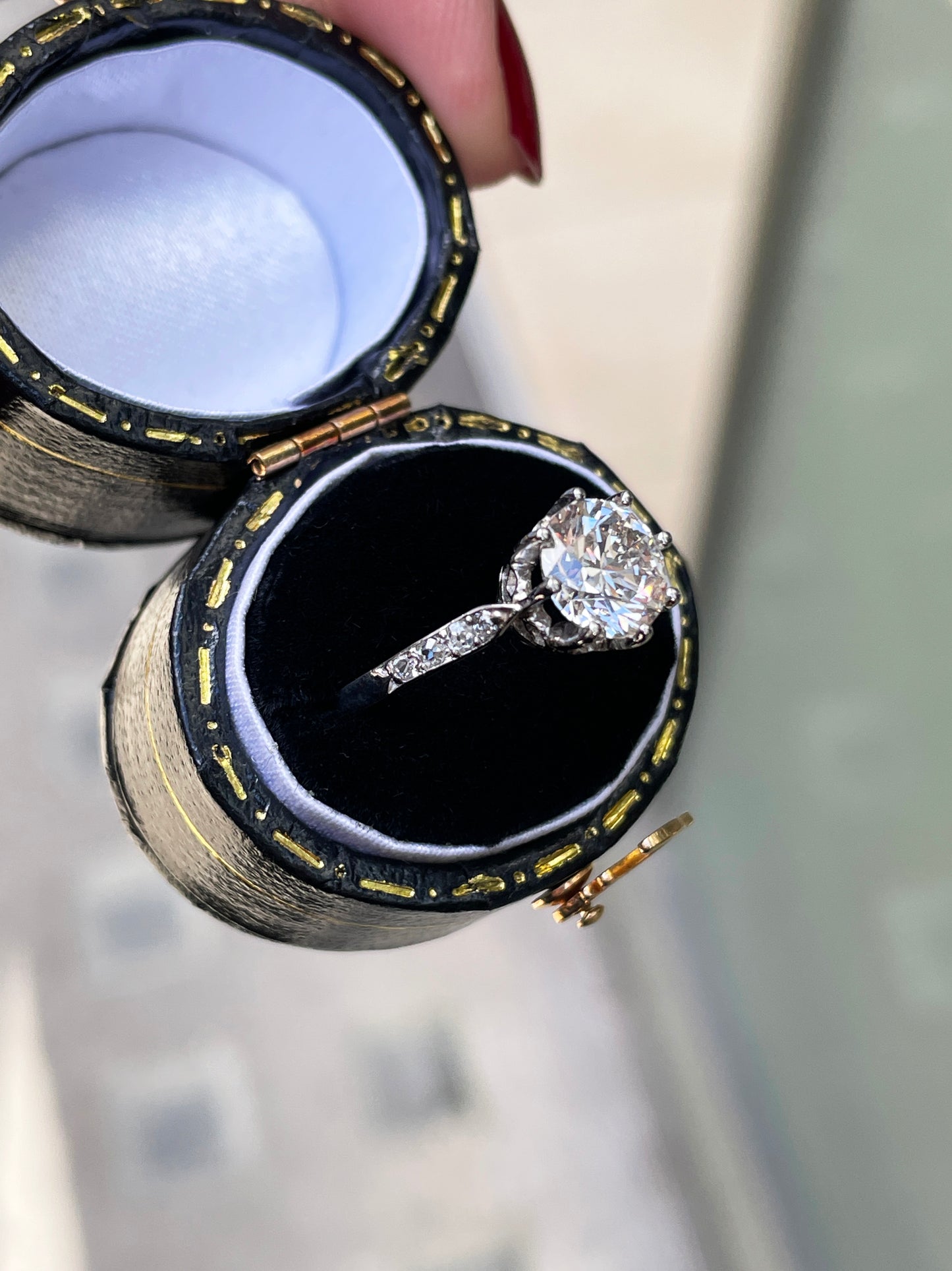 Vintage 1.37 Carat Old Cut Diamond Platinum Engagement Ring, circa 1950s