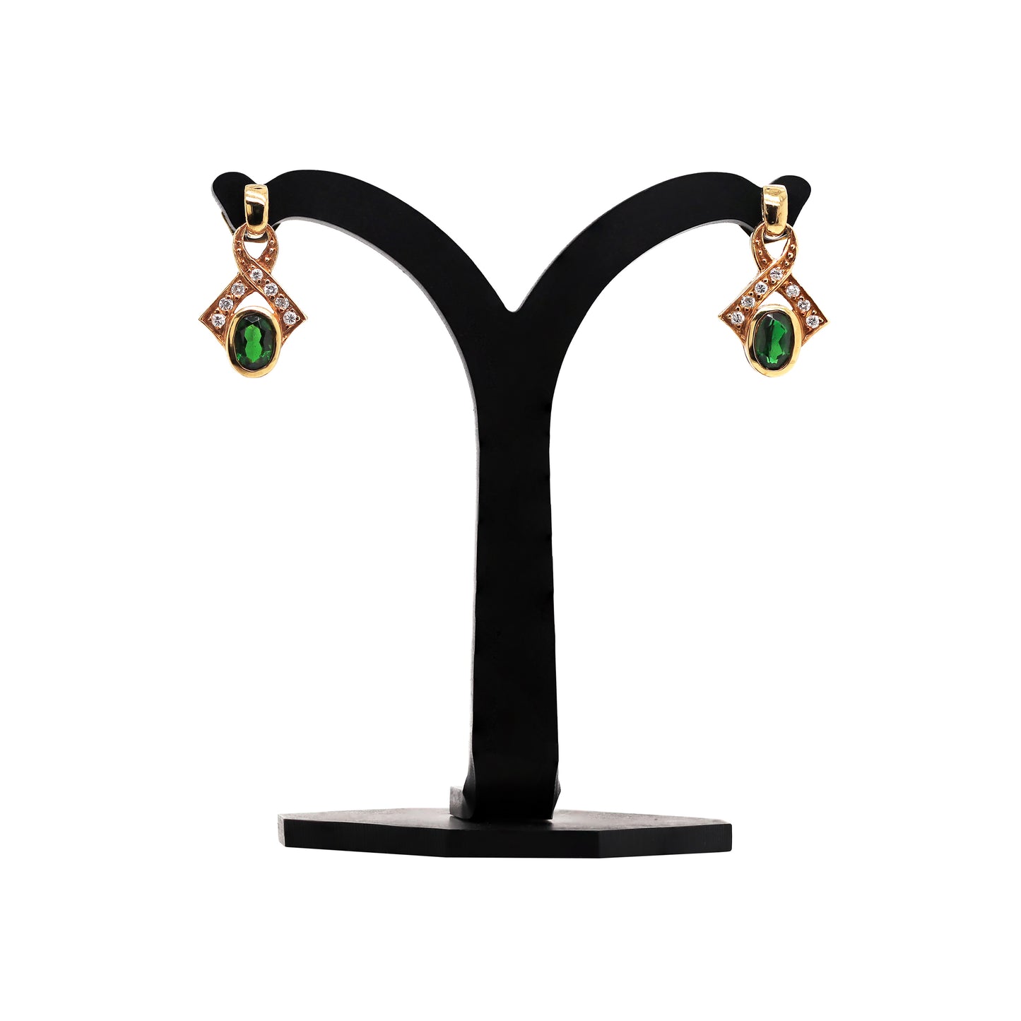 Vintage Green Tourmaline and Diamond 18 Carat Yellow Gold Dangle Earrings