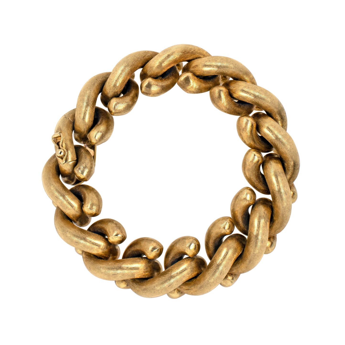 Vintage Chunky Hook Link 14 Carat Yellow Gold Bracelet, Circa 1960's