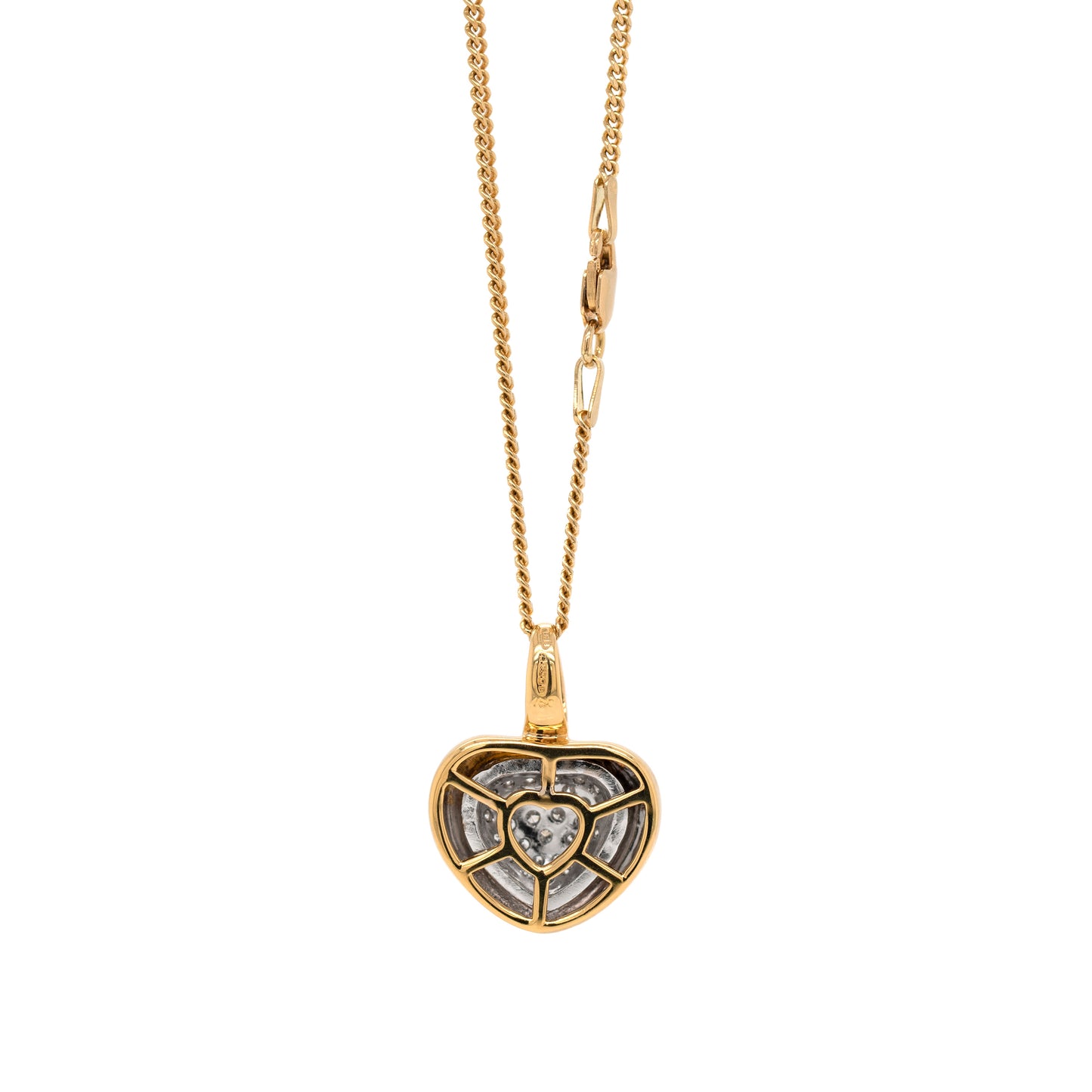 Diamond 18 Carat Yellow and White Gold Heart Pendant and Chain