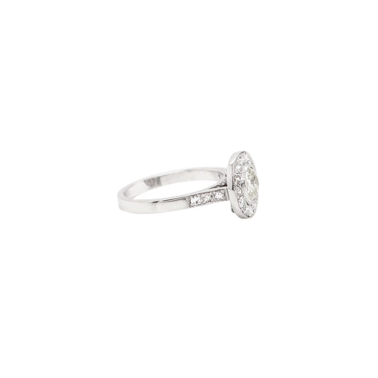 Vintage Inspired Round Old Cut Diamond 18 Carat White Gold Cluster Ring
