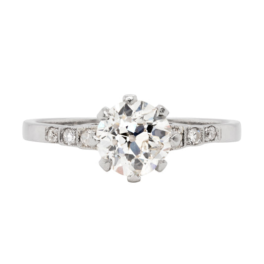 Antique 1.15 Carat Old Cut Diamond Platinum Engagement Ring, Circa 1920s