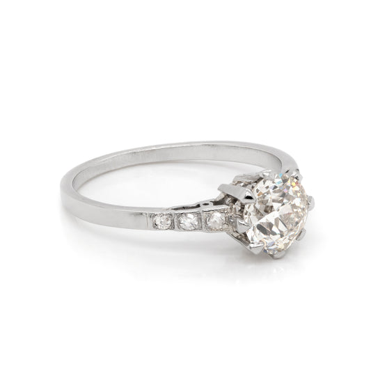 Antique 1.15 Carat Old Cut Diamond Platinum Engagement Ring, Circa 1920s