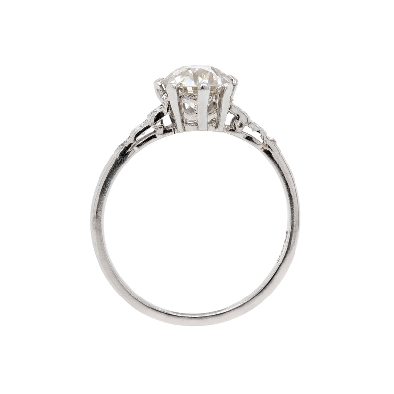 Antique 1.15 Carat Old Cut Diamond Platinum Engagement Ring, Circa 1920s