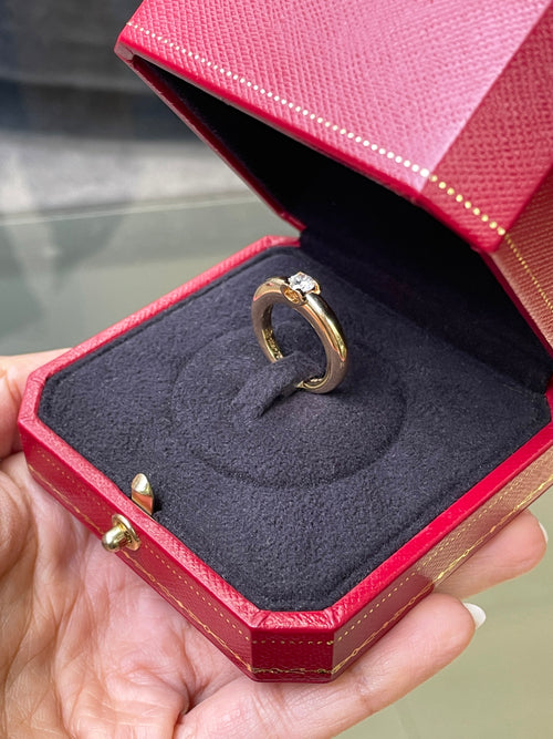 Cartier 'C de Cartier'; 18 Carat Yellow Gold Diamond Solitaire Engagement ring in box