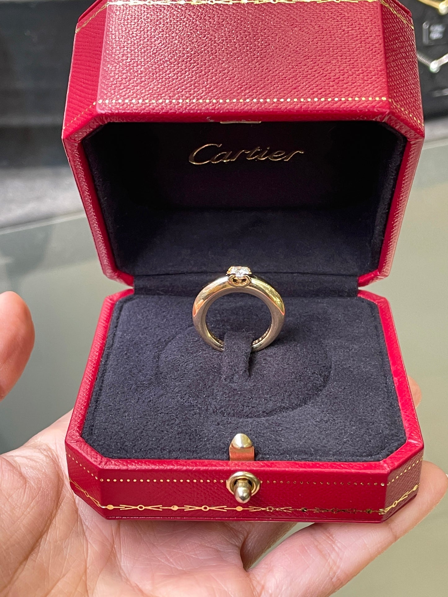 Cartier 'C de Cartier' 18 Carat Yellow Gold Diamond Solitaire Engagement Ring
