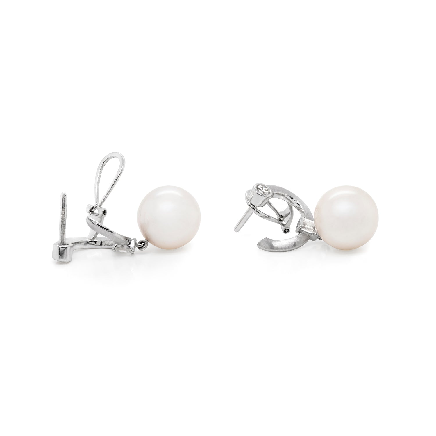South Sea Pearl and Diamond 18 Carat White Gold Drop Earrings