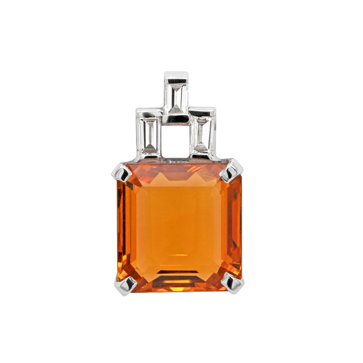 4.77ct Citrine and Diamond 18 Carat White Gold Pendant