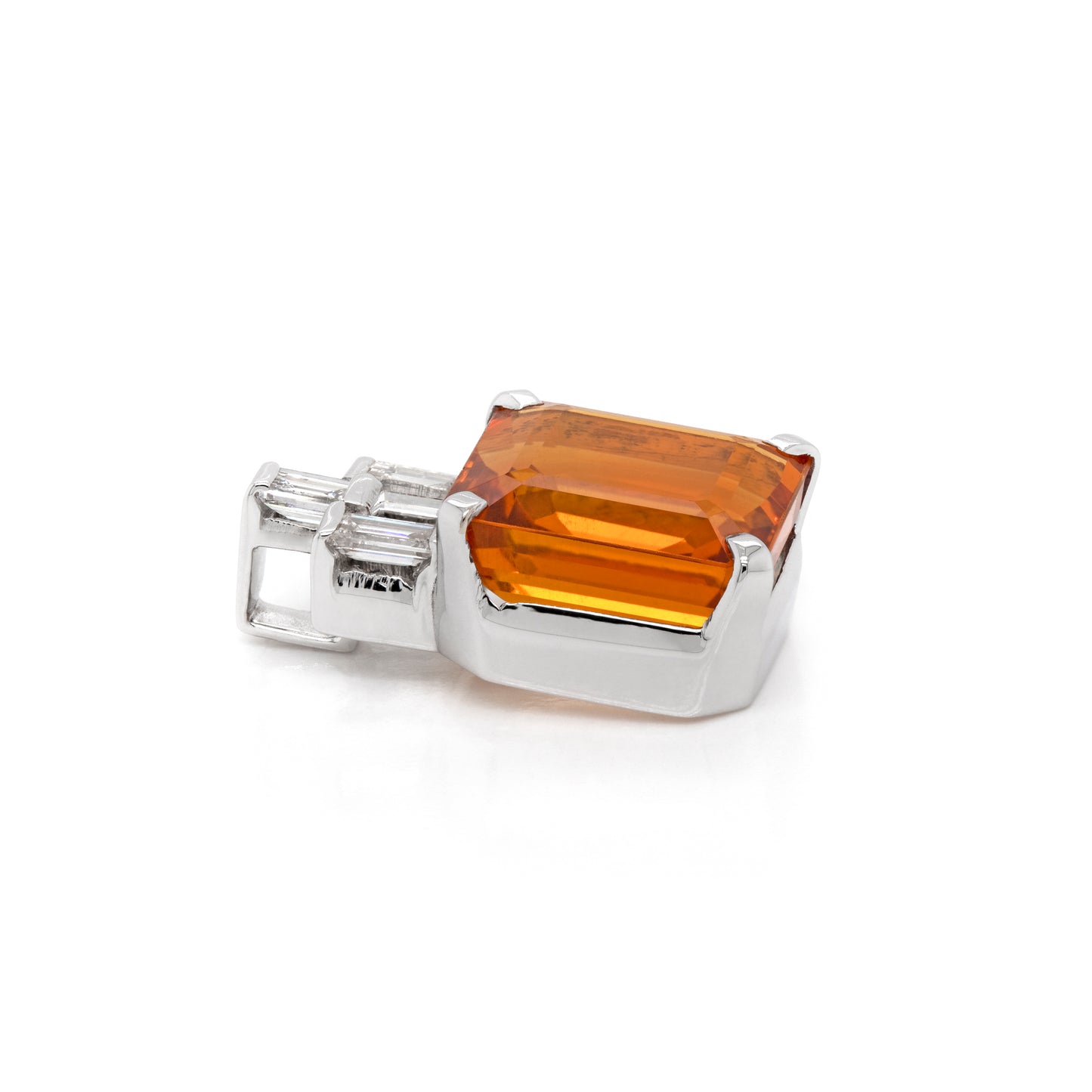4.77ct Citrine and Diamond 18 Carat White Gold Pendant