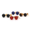 c.1970's Tiffany&Co. Onyx, Tiger Eye, Carnelian & Lapis Lazuli 14K Gold Earrings