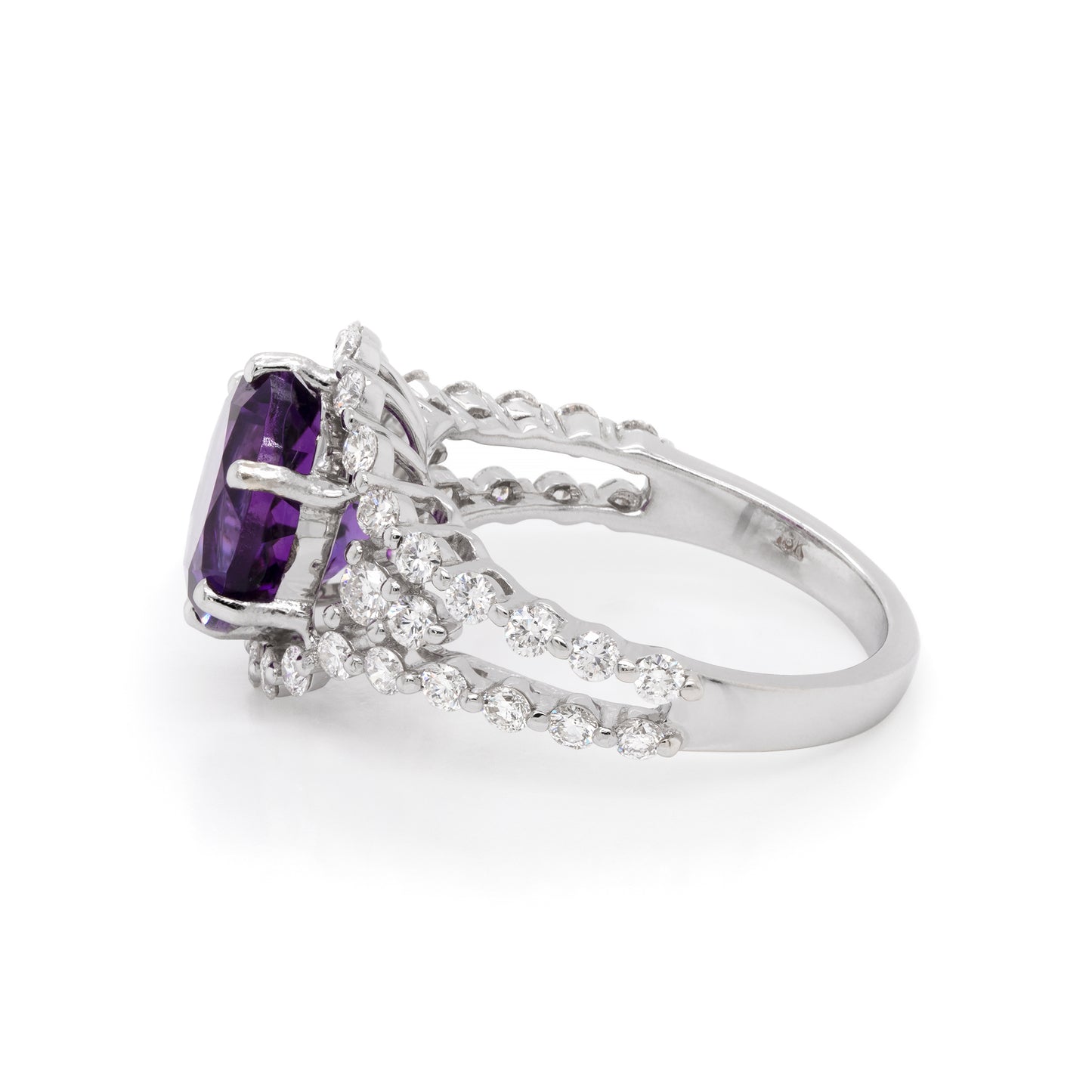 Amethyst and Diamond 18 Carat White Gold Cluster Ring