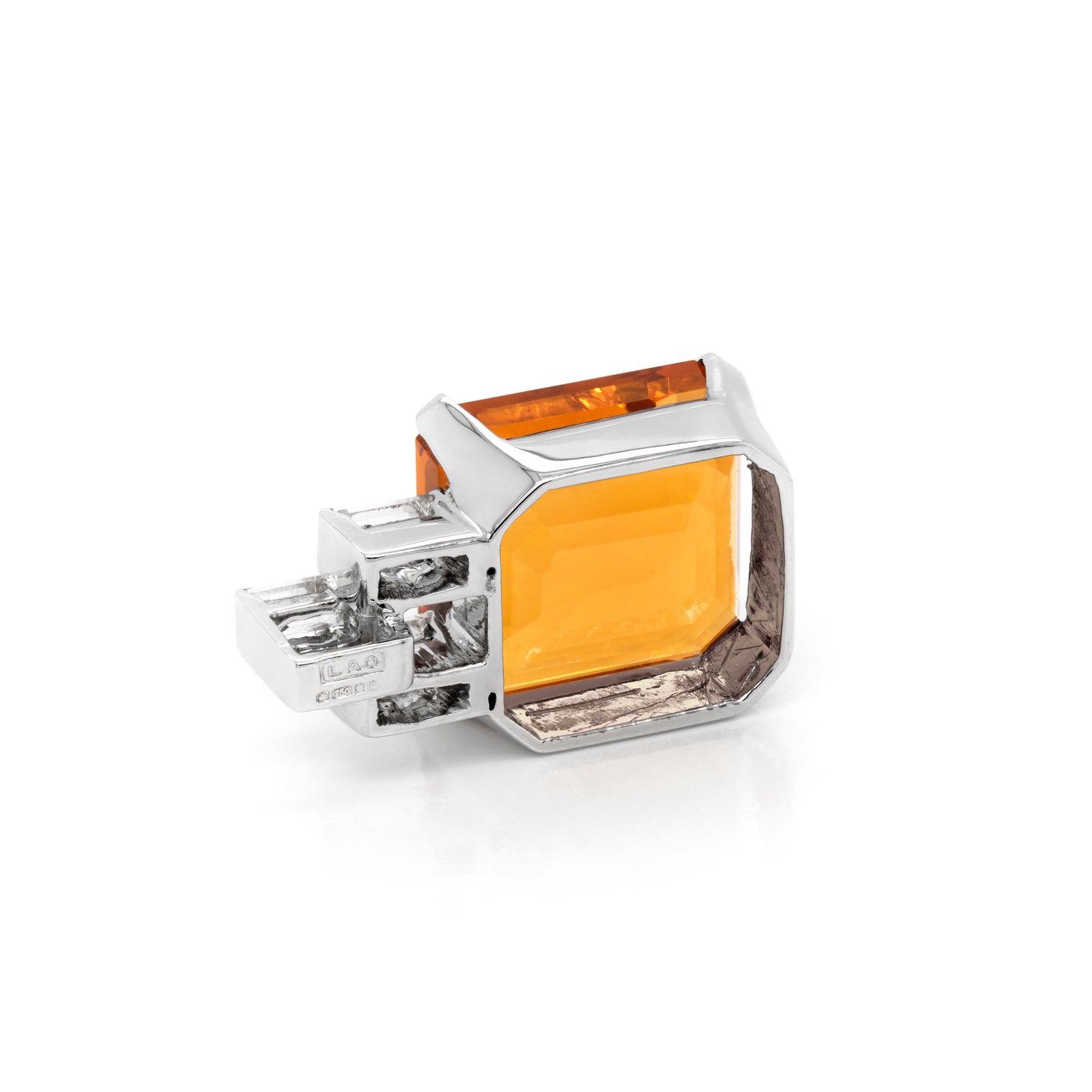 4.77ct Citrine and Diamond 18 Carat White Gold Pendant