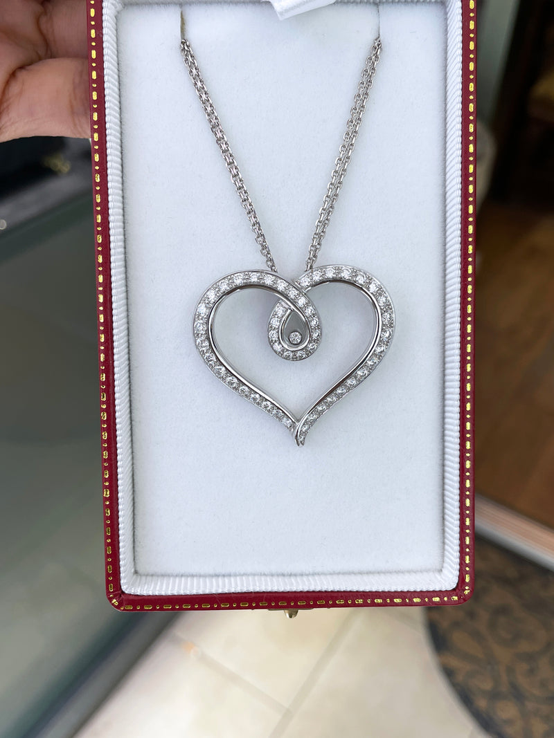 Chopard Large Happy Diamonds 18 Carat White Gold Loop Heart Pendant and Chain