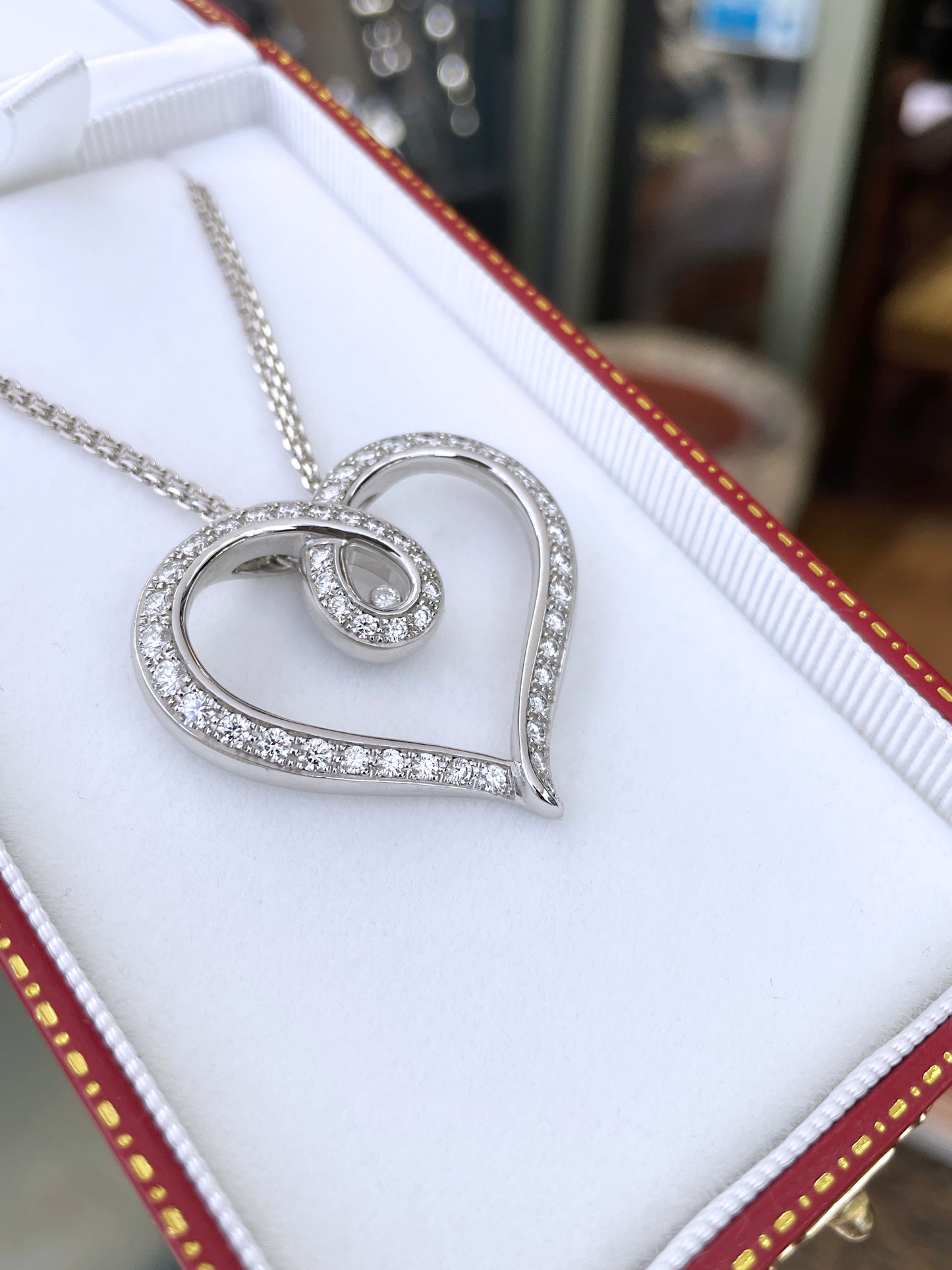 Chopard Large Happy Diamonds 18 Carat White Gold Loop Heart Pendant and Chain