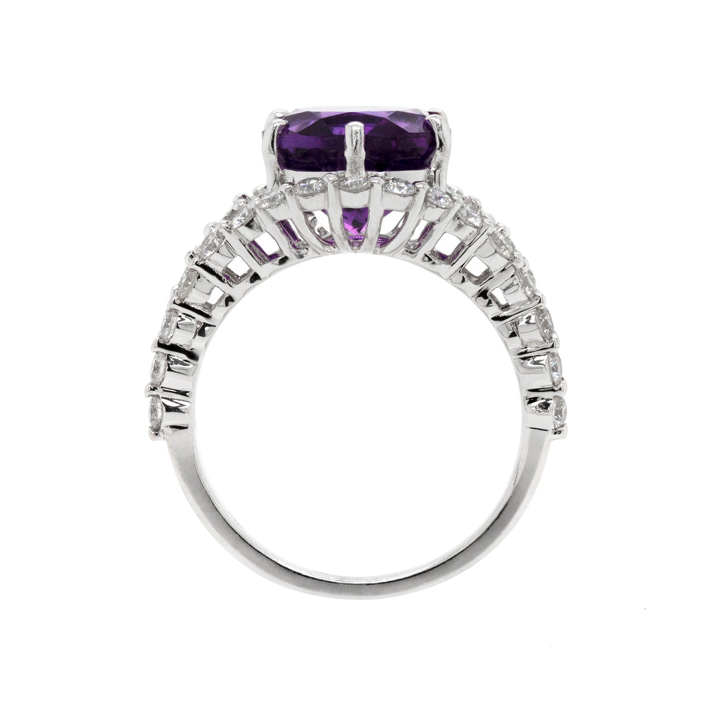 Amethyst and Diamond 18 Carat White Gold Cluster Ring