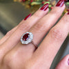 1.44 Carat Natural Ruby and Diamond Coronet Cluster Platinum Engagement Ring