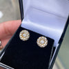 Diamond 18 Carat Yellow Gold Round Cluster Stud Earrings