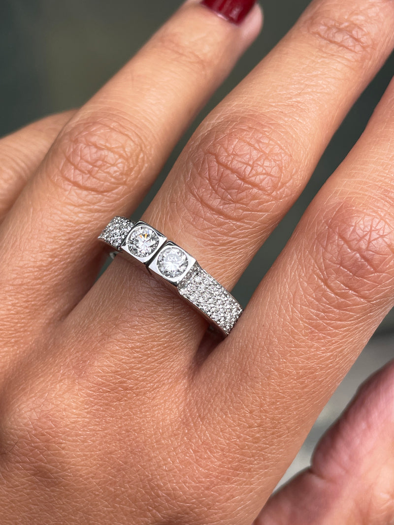 Two Stone Diamond 80% White Gold Dress Ring