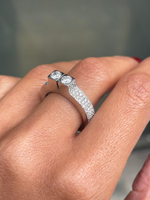Two Stone Diamond 80% White Gold Dress Ring