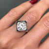 1.14 Carat Diamond 18 Carat White Gold Deco Target Engagement Ring, Circa 1930's