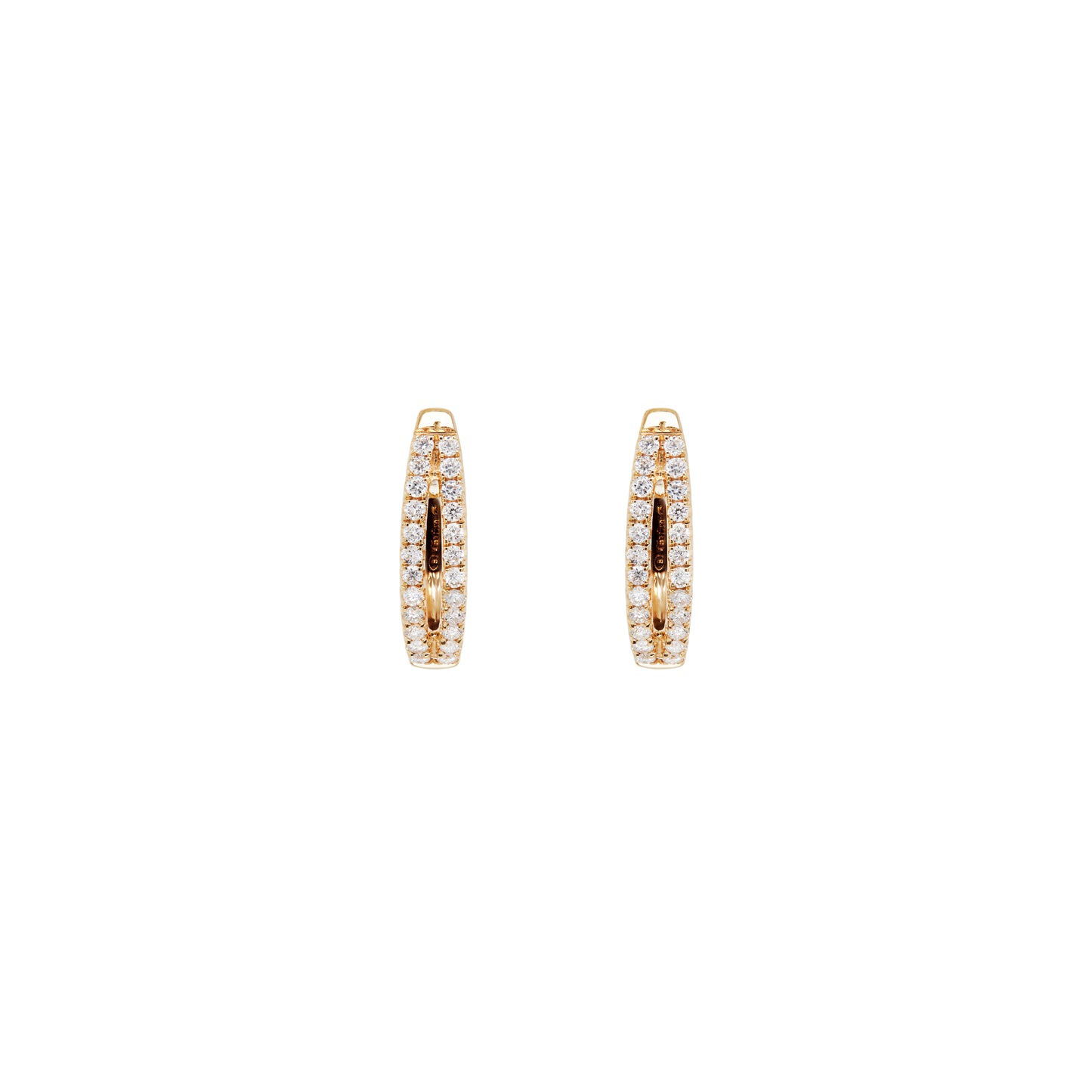 Diamond and 18 Carat Yellow Gold Split Oval Huggie Hoop Earrings