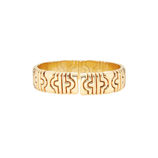 Diamond and 18 Carat Yellow Gold Statement Flexible Bangle Bracelet