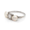 Antique Old Cut Diamond and Natural Pearl 18 Carat White Gold Ring, Circa 1920s