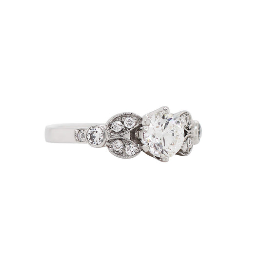 GIA 0.79ct H VS2 Brilliant Cut Diamond Floral Platinum Engagement Ring