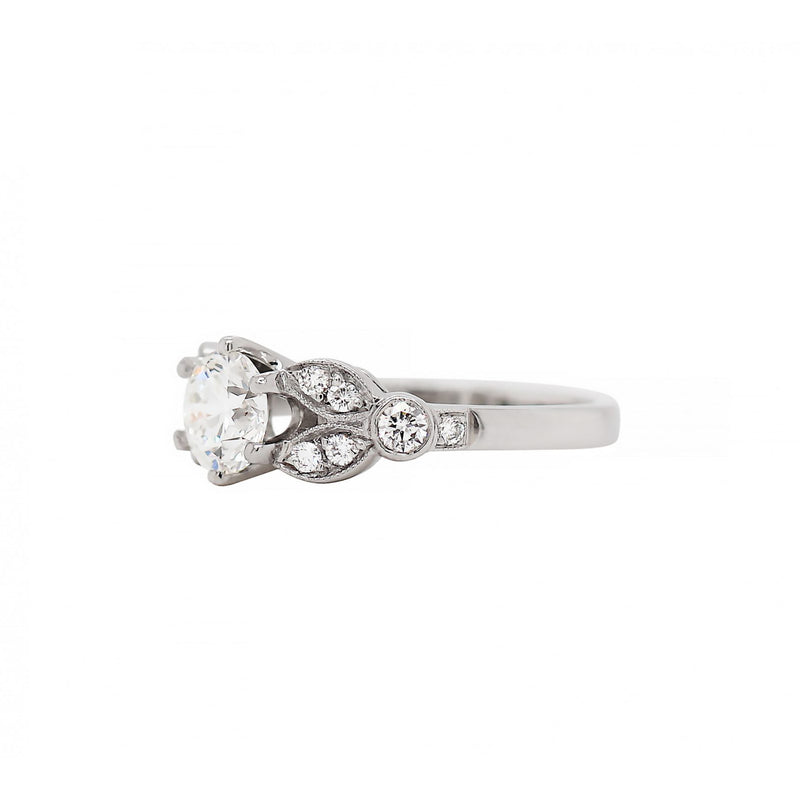 GIA 0.79ct H VS2 Brilliant Cut Diamond Floral Platinum Engagement Ring