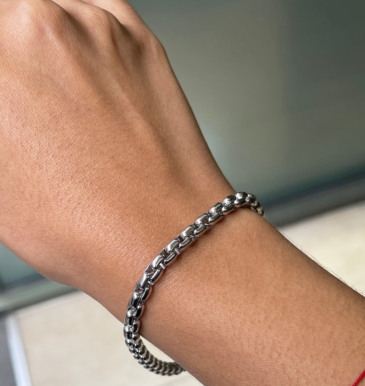Tiffany & Co. 18 Carat White Gold Classic Box Chain Link Bracelet