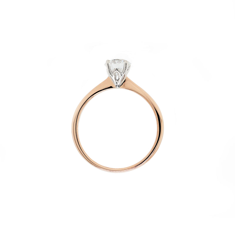 0.71ct D VS2 Round Brilliant Cut Diamond 18ct Rose Gold Engagement Ring