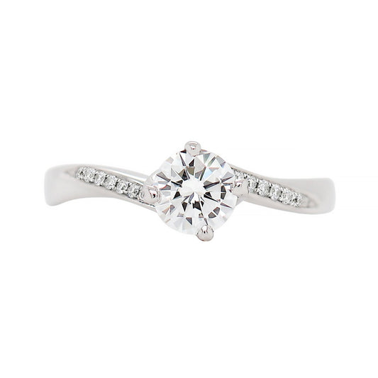 GIA F VS1 0.55ct Round Brilliant Cut Diamond Platinum Twist Engagement Ring