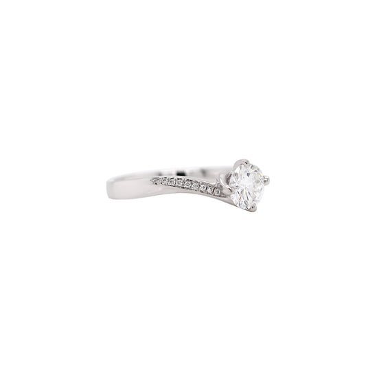 GIA F VS1 0.55ct Round Brilliant Cut Diamond Platinum Twist Engagement Ring