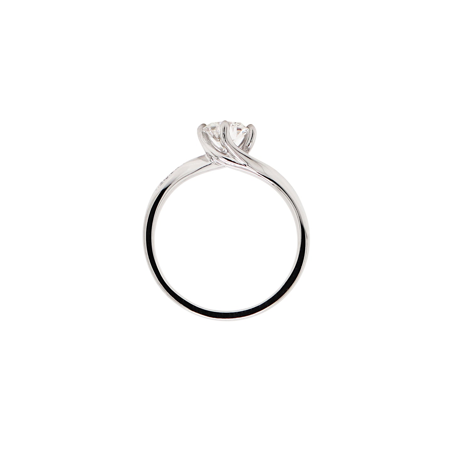 GIA F VS1 0.55ct Round Brilliant Cut Diamond Platinum Twist Engagement Ring