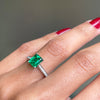 1.36 Carat Emerald Cut Emerald and Diamond Platinum Engagement Ring