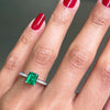 1.36 Carat Emerald Cut Emerald and Diamond Platinum Engagement Ring